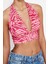 Moda Boyundan Bağlamalı Örme Slim Soyut Desen Casual Günlük Super Crop Kolsuz Bluz 4