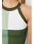 Moda Halter Yaka Triko Slim Renk Bloklu Desen Casual Günlük Crop Kolsuz Bluz 5