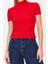 Moda Dik Yaka Örme Slim Düz Desen Casual Günlük Crop Kısa Kol Bluz 1