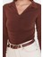 Moda Polo Yaka Örme Slim Düz Desen Casual Günlük Regular Uzun Kol Bluz 2