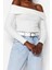 Moda Carmen Yaka Örme Slim Fit Düz Desen Casual Günlük Regular Uzun Kol Bluz 2