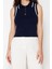 Moda Polo Yaka Triko Regular Renk Bloklu Desen Casual Günlük Regular Kolsuz Bluz 2