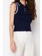 Moda Polo Yaka Triko Regular Renk Bloklu Desen Casual Günlük Regular Kolsuz Bluz 4
