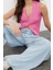 Moda V Yaka Triko Slim Düz Desen Casual Günlük Crop Kolsuz Bluz 2