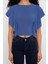 Moda Bisiklet Yaka Örme Slim Düz Desen Casual Günlük Crop Kısa Kol Bluz 1