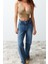 Moda V Yaka Triko Slim Düz Desen Casual Günlük Super Crop Askılı Kol Bluz 2