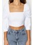 Moda Kare Yaka Dokuma Fit Düz Desen Casual Günlük Crop Truvakar Kol Kol Bluz 1