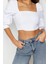 Moda Kare Yaka Dokuma Fit Düz Desen Casual Günlük Crop Truvakar Kol Kol Bluz 3