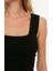 Moda Kare Yaka Triko Slim Fit Düz Desen Casual Günlük Super Crop Askılı Kol Bluz 3