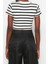 Moda Bisiklet Yaka Örme Slim Çizgili Desen Casual Günlük Crop Kısa Kol Bluz 3