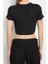 Moda Bisiklet Yaka Örme Slim Çizgili Desen Casual Günlük Crop Kısa Kol Bluz 5