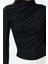 Moda Kare Yaka Örme Slim Düz Desen Casual Günlük Crop Kısa Kol Bluz 4