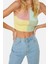Moda Halter Yaka Triko Slim Renk Bloklu Desen Casual Günlük Crop Kolsuz Bluz 1