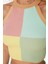 Moda Halter Yaka Triko Slim Renk Bloklu Desen Casual Günlük Crop Kolsuz Bluz 4