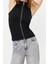 Moda Dik Yaka Örme Slim Düz Desen Casual Günlük Regular Kolsuz Bluz 2