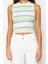Moda Bisiklet Yaka Triko Slim Çizgili Desen Casual Günlük Crop Kolsuz Bluz 1