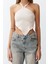 Moda Boyundan Bağlamalı Triko Regular Düz Desen Casual Günlük Super Crop Kolsuz Bluz 1