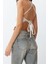 Moda Boyundan Bağlamalı Triko Regular Düz Desen Casual Günlük Super Crop Kolsuz Bluz 5