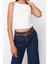Moda Kayık Yaka Örme Slim Düz Desen Casual Günlük Crop Askılı Kol Bluz 2