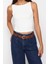 Moda Kayık Yaka Örme Slim Düz Desen Casual Günlük Crop Askılı Kol Bluz 3