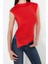 Moda Dik Yaka Örme Slim Düz Desen Casual Günlük Regular Kısa Kol Bluz 3