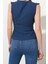 Moda Kruvaze Dokuma Fit Düz Desen Casual Günlük Regular Kolsuz Bluz 5