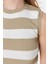 Moda Bisiklet Yaka Triko Slim Çizgili Desen Casual Günlük Crop Kolsuz Bluz 3