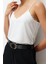Moda V Yaka Örme Slim Düz Desen Resmi Regular Askılı Kol Bluz 4