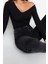 Moda Carmen Yaka Örme Slim Düz Desen Casual Günlük Crop Uzun Kol Bluz 4