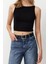 Moda Kayık Yaka Örme Slim Düz Desen Casual Günlük Crop Askılı Kol Bluz 3