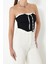Moda Straplez Dokuma Regular Düz Desen Casual Günlük Crop Kolsuz Bluz 3