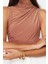 Moda Dik Yaka Örme Fit Düz Desen Casual Günlük Crop Kolsuz Bluz 2