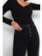 Moda Carmen Yaka Örme Slim Düz Desen Casual Günlük Crop Uzun Kol Bluz 2