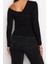 Moda Carmen Yaka Örme Slim Düz Desen Casual Günlük Crop Uzun Kol Bluz 5