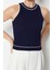 Moda Bisiklet Yaka Triko Regular Çizgili Desen Casual Günlük Regular Kolsuz Bluz 4