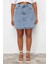 Moda Büyük Beden Regular Düz Desen Günlük Mini Boy Dikiş ve Püskül Detaylı Mini Denim Etek 1