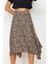 Moda Relaxed Animal Desen Günlük Midi Boy Leopar Desenli Volanlı Asimetrik Midi Esnek Örme Etek 4