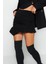 Moda Fitted Düz Desen Şık Gece Mini Boy Vücuda Oturan Drapeli Örme Etek 2