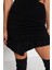 Moda Fitted Düz Desen Şık Gece Mini Boy Vücuda Oturan Drapeli Örme Etek 5