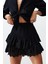 Moda Regular Düz Desen Plaj Mini Boy Siyah Mini Dokuma Fırfırlı %100 Pamuklu Etek 4