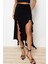 Moda Regular Düz Desen Günlük Midi Boy Yırtmaç ve Fırfır Detaylı Maxi Etek 3