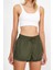 Moda Örme Normal Bel Boru Paça Sportswear Haki Paraşüt Kumaş 2 Katmanlı Içi Şortlu Örme Spor Şort 1