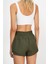 Moda Örme Normal Bel Boru Paça Sportswear Haki Paraşüt Kumaş 2 Katmanlı Içi Şortlu Örme Spor Şort 5