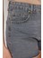 Moda Denim Yüksek Bel Geniş Paça Gündelik Gri Mini Şort 5