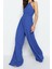 Kadın Moda Reglan Kol Boru Paça Halter Yaka Uzun Beli Büzgü Detaylı Geniş Paça Maxi Dokuma Tulum 2