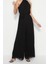 Kadın Moda Standart Kol Geniş Paça Halter Yaka Uzun Kuşaklı Maxi Şifon Astarlı Dokuma Tulum 3