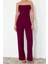Kadın Moda Standart Kol Geniş Paça Straplez Düz Desen Regular Korse Detaylı Dokuma Tulum 1
