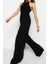 Kadın Moda Reglan Kol Boru Paça Halter Yaka Uzun Beli Büzgü Detaylı Geniş Paça Maxi Dokuma Tulum 2