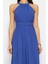 Kadın Moda Reglan Kol Boru Paça Halter Yaka Uzun Beli Büzgü Detaylı Geniş Paça Maxi Dokuma Tulum 1