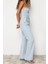 Standart Kol Geniş Paça Straplez Düz Desen Regular Kemerli Straplez Denim Tulum 4